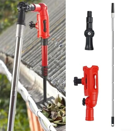 Allthingstore gutter cleaning pole, Portable Cleaning Scraper Tool, Telescopic 5.57ft Poles, with 2 Adjustable Adapters for Roof and Floor Cleaning System