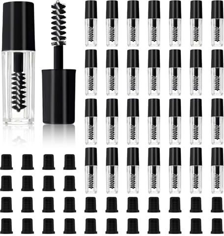 30 Stück Wimpernbürste Mit Behälter, Kleine Leere Mascara Tuben, Schwarze 3 ml Leere Mascara-Tube und Bürste, Für Kleine Proben von Wimpernserum-Behältern