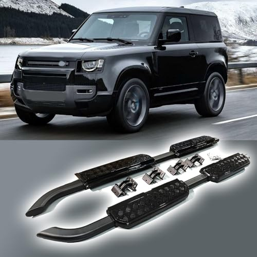 Pedane laterali per Land Rover Defender 110 130 2020-2024 2025 2026 L663 4 porte | 2 pezzi gradini laterali fissi binario pedaliera laterale | Aggiornamento completamente nuovo | Accessori auto nero