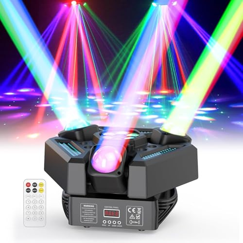 180W Moving Head LED mit Fernbedienung, RGBW Beam Bühnenlicht Strahl 24/32CH Partylicht Scheinwerfer für Disco DJ Club Bar Tanzfläche