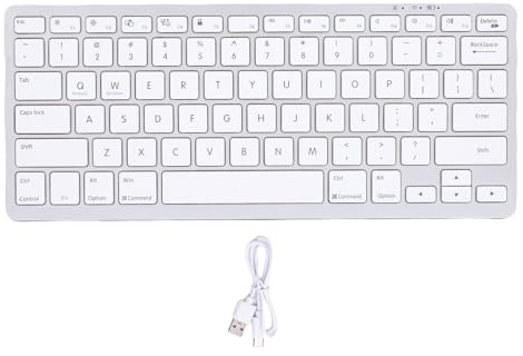Zunate Tastiera Wireless 78, Tastiera Bluetooth Compatta a Grandezza Naturale con 12 Hotkey Multimediali, per Tablet di Telefono, Supporto per IOS, per Android, per le Vittorie