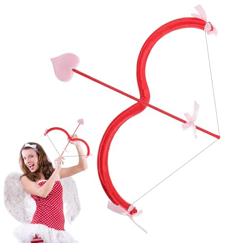 Arco y Flecha Cupido, Accesorios de cosplay de Cupido, Cupidos Cosplay Accesorio, flecha de Cupidos en forma de corazón, Lazo de Cupi-do, Cupi-do Prop Accesorio Foto, para Valentine Carnaval Cosplay