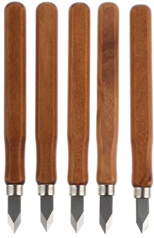 TOYANDONA Set 5 Coltelli per Intaglio Legno Manico in Legno Strumenti Manuali per Marcatura e Incisione Utensili Falegnameria per Lavori di Artigianato e Fai da Te