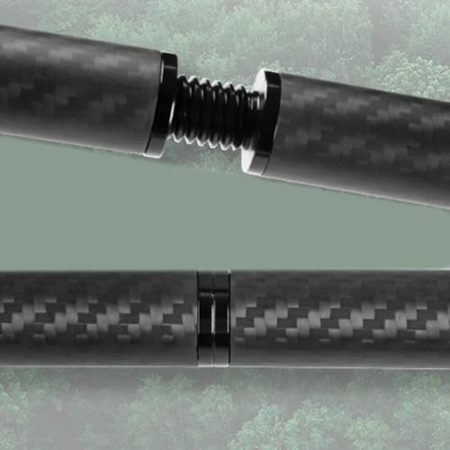 Kohlefaser-Planenstangen für Camping, Vordach, Vorzelt, Unterschlupf, 3 bis 5 Abschnitte, zusammenklappbare Zeltstangen für einfaches Tragen (182–360 g), 145–285 cm, anpassbare Höhe, Schwarz (1,45 m)