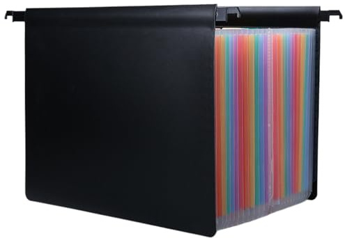Hängande arkivmappar 25 fickor i A4-storlek hängande filorganiserare 60 cm utdragbar mapp organiserare med flikmappar med dubbla krokar för filer, skåpstil 2