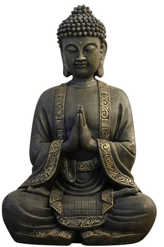 Zen'Light - Große Zen Buddha-Statue (40 cm) - Hervorragendes Finish, Patina-Anstrich, Harz - Schönes Objekt zur Dekoration und Feng Shui für das Haus, Bronze
