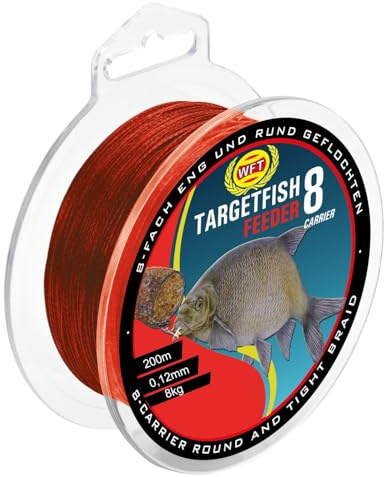 WFT TF8 Feeder Blood red 200m 0,12mm 8kg - Angelschnur zum Feedern, geflochtene Schnur zum Feederangeln, Feederschnur