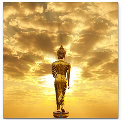 Paul Sinus Art Leinwandbilder | Bilder Leinwand 90x90cm goldener Buddha in Thailand