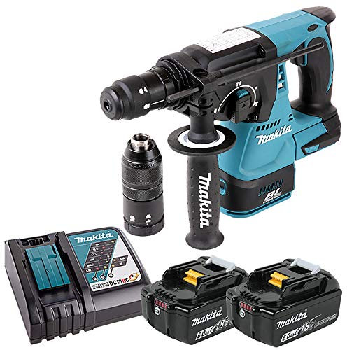 Makita DHR243 18V Brushless SDS+ Hammer Drill with 2 x 6Ah Batteries & Charger