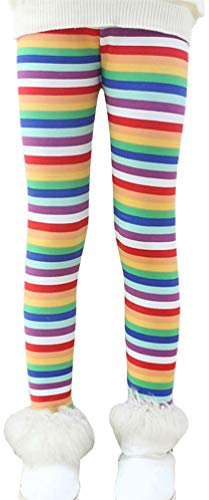 Ugitopi Flickor vinter tjocka varma långa byxor tryck fleece fodrade leggings, A#, 6-7 år