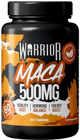 Warrior Maca Root Capsules, 500mg – for Women and Men – Pure Peruvian Maca Root Powder Extract (10:1) – Vitality, Hormone Balance, Fertility and Energy Support, 60 Tablet Supplement