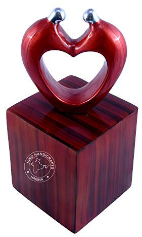 Hind Handicrafts Urne funéraire en forme de cœur pour cendres humaines – Trophée faite à la main – Grande urne funéraire pour cendres humaines (12,7 x 12,7 x 25,4 cm – 45,4 kg ou 45 kg, rouge perle)