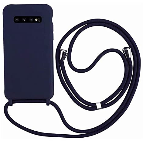 MEVIS Kompatibel mit Samsung Galaxy S10, TPU Silikon Handyhülle mit Band - Navy Blau
