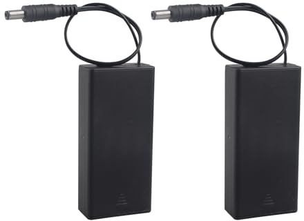 HALJIA 2PCS 2 × 3.7V 18650 Battery Holder with Cover, 2 x 18650 7.4V Plastic Battery Storage Box with ON/OFF Switch and DC Plug 5.5 × 2.1MM 2 Solts Holder Case for 3.7V 18650 Battery