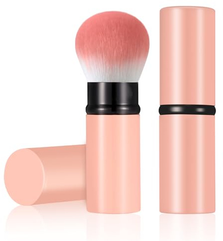 Einziehbare Kabuki Make-up Pinsel, Reise Gesicht Blush Pinsel | Portabels Make-up-Bürste für Foundation, Blush, Bronzer, Polieren, makelloses Pulverkosmetik, tierfreundlich mit Deckel