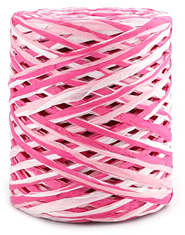 G2PLUS 160m Rafia Natural: 3 capas de cinta de rafia Rosa y Blanco