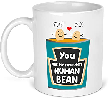 Personalised Human Bean Mug - Custom Names - Funny Couples Gift Coffee Tea Cup