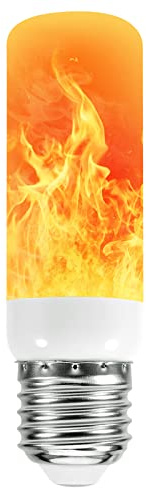 MUPOO LED Flame Effect Light Bulb,E27/E14/E12/B22 5W Flickering Light Bulbs,3 Modes Candelabra Candle Fire Light Blubs,for Christmas Home Garden Party Decoration (1PC E27)