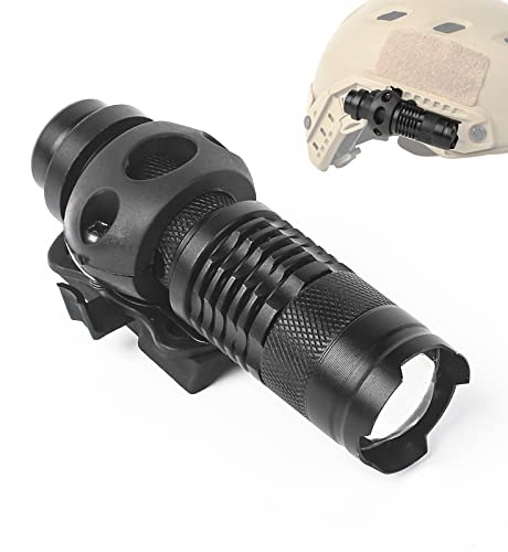 rdzzwxw Helmet Light, Mini Zoomable Tactical Flashlight with Strobe/Strong/Low Lamp, Compact Helmet Mounted LED with Fast Helmet Clip Rail, 100 Lumens for Outdoor Cycling Hiking