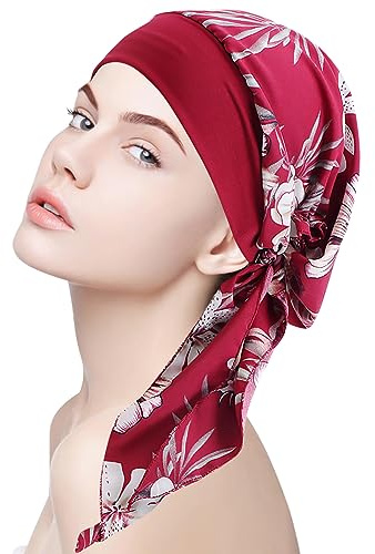 Foulard da Donna Copricapo da Chemio Set Pre-legato a Pieghe Sciarpe Cappello da Donna - Claretto