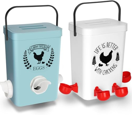 Tgeyd kycklingmatare och kyckling vattensats (3 gallon/30 pund) – hängande automatisk kycklingmatare inget avfall – kyckling coop tillbehör – fjäderfävatten med