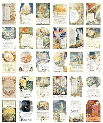 TuYines Postkarten Set,Vintage Postkarten set 30,Götter Postkarte, Märchenpostkarte, Engel Postkarte set,Postkarten Retro zum Thema Liebe, Freundschaft,Postkarte für Kinder