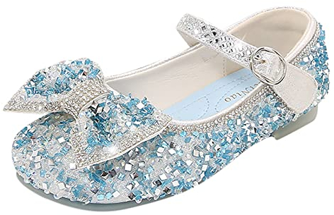 Schuhe Damen Soft Kinder Schleife Stricken Prinzessin süße Schuhe Perlen Sandalen für Party Kleinkind Schmetterling Strass glänzend Baby Kind Mädchen Prinzessin Schuhe Hallenturnschuhe 32