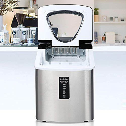 Ice Maker,Compact Countertop Ice Maker Automatic Makes 18kg Ice in 24Hrs with LED Display 9 Ice Cubes Ready in 6-10 Minutes S/M/L 3 Sizes Ice Cube Stainless Steel Ice Mac