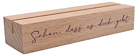 Interluxe Kartenhalter - Schön DASS es Dich gibt - Grußkartenhalter mit Spruch Fotohalter Kartenständer Tischkartenhalter aus Holz