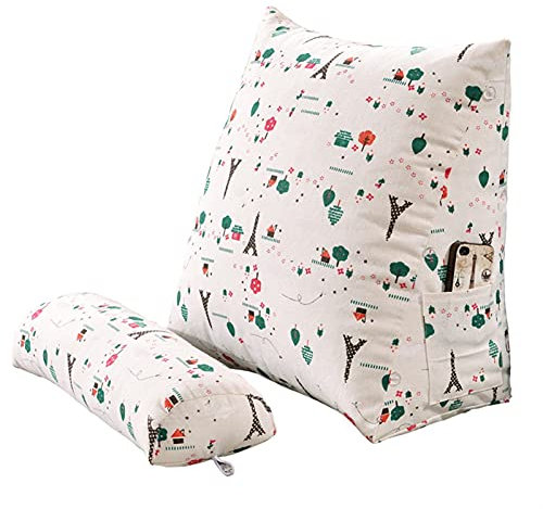 Baumwollleinen-Dreieckkissen für Sofawaschbare Dreieck-Taille Kissen Wurfkissen Rückenlehne für Bett (Color : H)