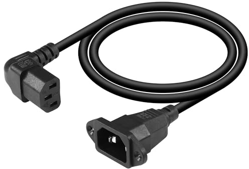 CERRXIAN C14 auf C13-Verlängerungskabel, Panelmontage C14 auf 90 Grad C13 PDU-Netzteil-Verlängerungskabel, IEC 320 C14-Stecker auf abgewinkelte C13-Buchse, 3-poliges Netzkabel – 0,6 m/2 Fuß