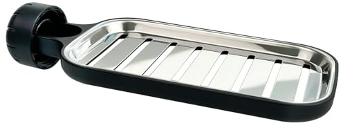 Edelstahl-Duschregal für Duschstange, Seifenhalter für Dusche Schwammhalter Organizer ohne Bohren für 20–27 mm (Schwarz)