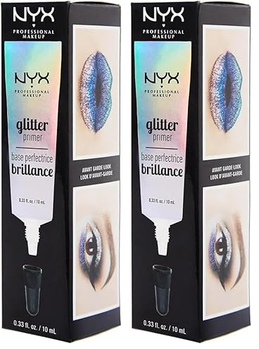 NYX Professional Makeup Prebase de purpurina Glitter Primer, Gel fijador para purpurina suelta, sombra de ojos y pigmentos, Larga duración (Paquete de 2)