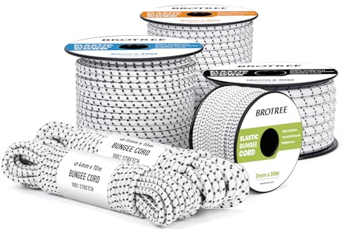 Brotree Gummiseil Expanderseil 3mm x 30m Planenseil Spanngummi Spannseil | Wetterfest, 100% Dehnung, Spule, Plane, Anhängerplane, Zelte, Camping, Netz
