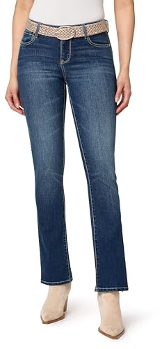 WallFlower Jeans for Women Legendary Slim Bootcut Mid-Rise Belted Insta Stretch Juniors Jeans, Galena, 7