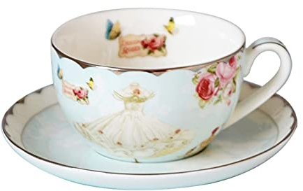 JKJZSALJ Juego De Tazas Y Platillos De Café, Té Y Café De Cerámica, Tazas Modernas De Cerámica De Porcelana De Hueso, Taza Sencilla para Desayuno Y Té De Pino, Se Puede Utilizar como Bebidas Mi