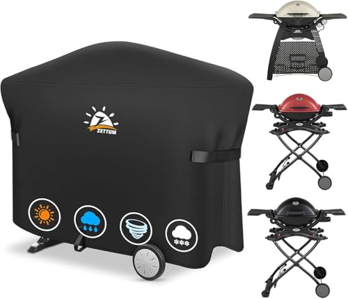 Zettum Housse pour Barbecue Exterieur pour Weber Q2000/3000 Serie, 7112 Housse pour Barbecue Robuste et imperméable Barbecue Bâche de Protection BBQ (144 L x 57 W x 99 H CM)
