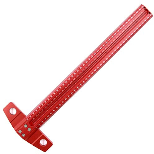 Aluminium-Lineal, rechtwinklig, Anreißlehre, 90 Grad, T-Anreißnadel für Tischler, rot, 500 mm, langlebig, Industrie- und Haushaltswerkzeuge