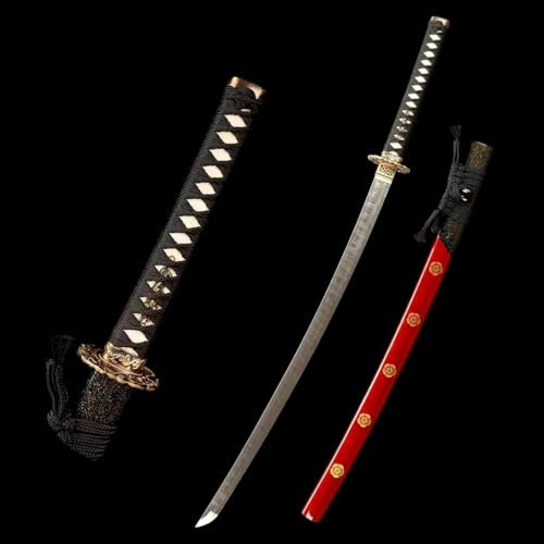 103cm handgefertigtes Samurai Swords,Musterstahl klinge mit brennendem Muster,Scheide aus massivem Holz und Dekoration aus reinem Kupfer,echtes Katana-Schwert zum Sammeln,Kampfsport,Kendo-Training