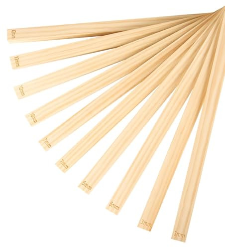 rflaueo 10pcs Pottery Rolling Guide Sticks Wooden Clay Rolling Pin Guides Mud Stick for Pottery Polymer Clay Thickness Tool(U217-10)