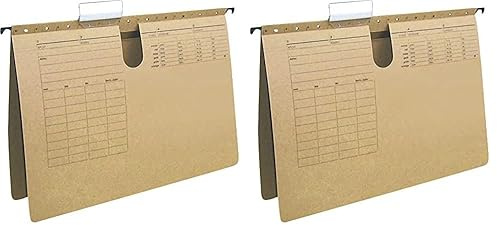 Q-Connect KF00554 Hängehefter/Hängemappen Für A4 Farbe: Braun/Natronkarton, Heftung aus 250g/qm / 25 Stück/Schwarzer Organisationsdruck/mit auswechselbaren Blanco-Schildchen/Blauer Engel