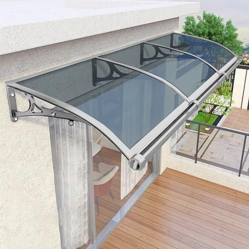 JFOZDM Door Canopy Outdoor, Door Canopy, Porch Canopy Waterproof, Window Awning, UV, Snow Protection, Gold & Silver Aluminium Bracket Polycarbonate Cover, Rain Shelter Canopy for Patio, Roof, Garden