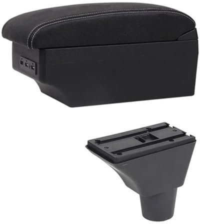 MObyat Caja Almacenamiento Coche Caja De Reposabrazos para Coche, Contenido De Tienda Central, Decoración De Estilo con Portavasos, Accesorios USB para Ibiza 6j 6L(E White Line 1)