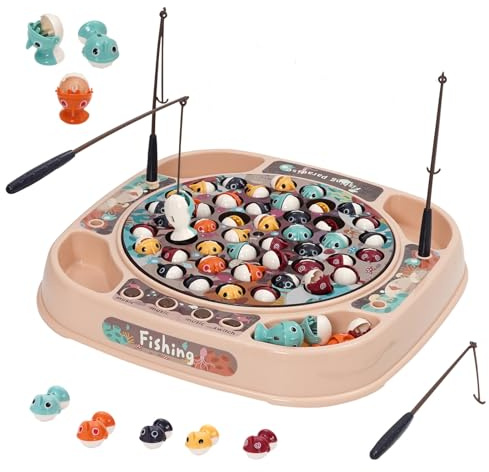 Angelspiel für Kinder Fische Angeln Spiel mit 4 Kinderangel und 45 Fische Elektrisch Angelspiel mit Musik Brettspiele Montessori Lernspielzeug Kinderspiele Geschenk für Jungen und Mädchen ab 3 Jahren