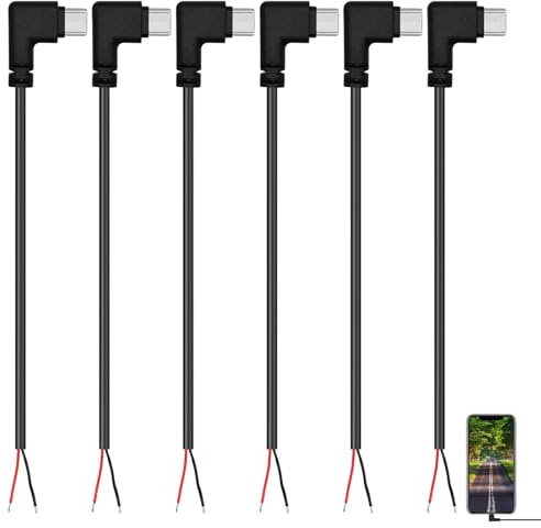 DONOONIS Lot De 6 Connecteurs USB-C Mâles à 90 Degrés, Extension à Souder 22 AWG 5V/3A 2 Fils Pour Appareils USB Type-C et Réparation