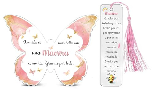 Maestra Regalos Día del Maestro Agradecer Regalo Cumpleaños Profesora Estudiantes Graduación Regalo de Gracias Mujeres Placa de Navidad Marcapáginas Carteles y Placas Jubilación Año Nuevo Claveles