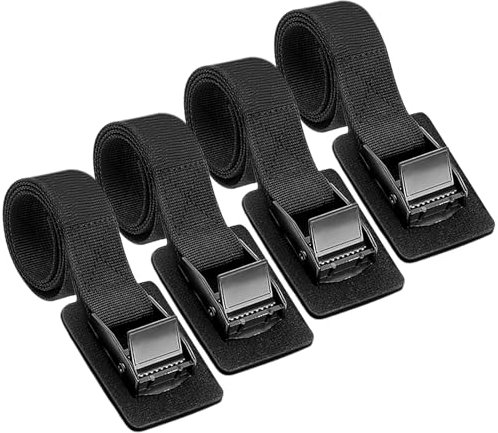 Aulese Lot de 4 Sangles d'arrimage, Noires, capacité de Charge de 250 kg, Sangles de Fixation avec Boucle en Acier Inoxydable, pour Voiture, Porte-vélos et Camping (4 Stück 40CM)