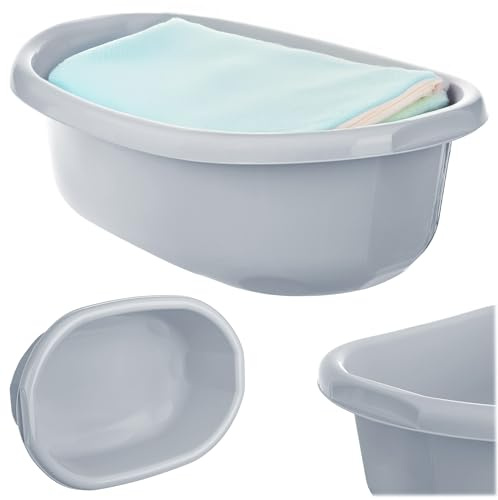 KADAX Tvättskål 20 l, stor plastdiskskål mångsidig plastskål, plastskål, skål för badrum, diskbänk (ljusgrå)