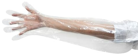 50 Pcs Long Rectal Veterinary Insemination Gloves 35 Shoulder Length for Livestock Cleaning Gardening Painting (Clear)