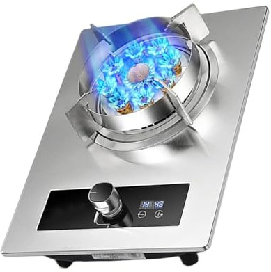 THEGA Cucina A Gas da Campeggio da 5,2 KW, Fornello A Un Bruciatore, Fiamma Alta, Fornello A Gas in Acciaio Inox, Timer Indipendente, con Protezione Antispegnimento(NG)